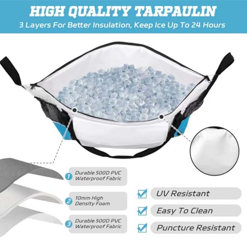Insulated Fish Cooler Kill Bag with Flat Bottom-25x17.5 40x16 60x20Inches Waterproof Fishing tackle Kill Cooler Bag - color: White-40x16x10