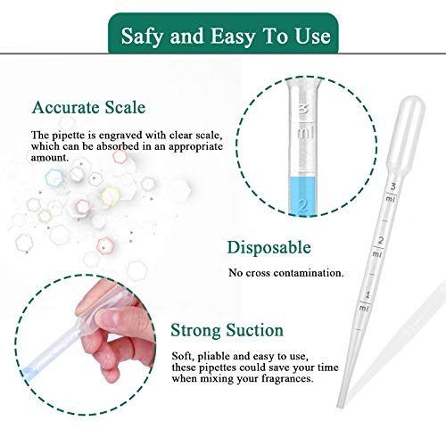 𝟭𝟬𝟬𝟬𝗣𝗰𝘀 𝟯𝗺𝗹 Dropper Pipettes + 100 PCS 3ML Dropper Pipettes- Plastic Transfer Pipette for Lab Science, Essential Oil, DIY Art, Medicine - Excellent Suction Without Leakage