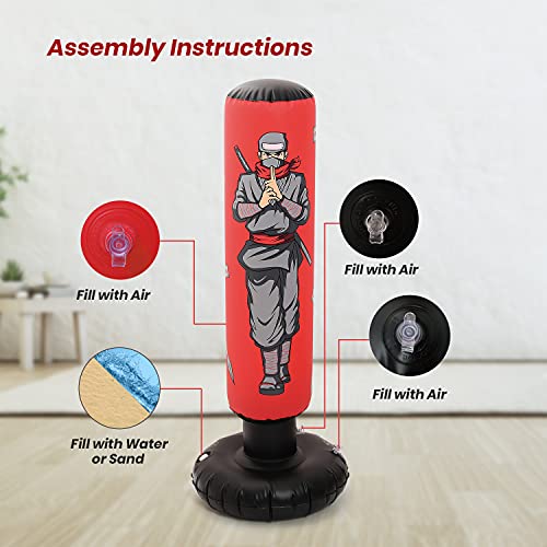 47" Kids Inflatable Punching Bag with Gloves, Boxing Bag Toy for Boy Girl