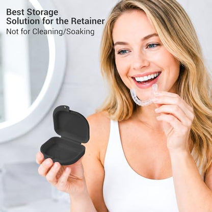 Annhua Orthodontic Mouthguard Case Dental Retainer Case with Vent Holes, Denture Retainer Box Aligner Container Slim for Household|Office|Travel - Easy to Use - Black - color: black