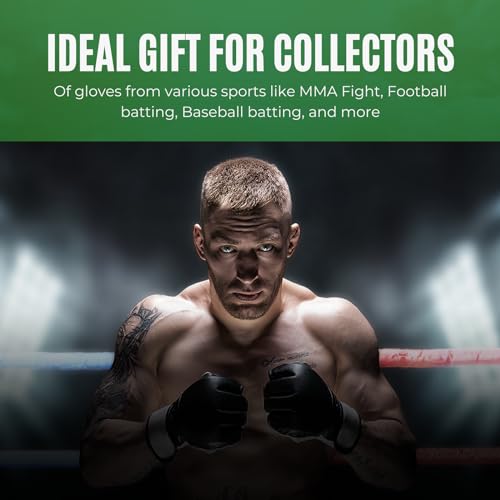 Deluxe Single MMA Fight UFC Glove Display Case with Mirrored Back & Solid Base Stand | Display for Gloves with UV Protection Safe top | Made of Crystal Clear Acrylic