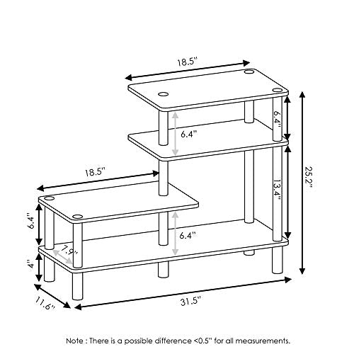 Furinno Turn-N-Tube 3-Tier Side Display Rack, French Oak Grey/Black - color: French Oak Grey/Black, style: 4-Tiers, Side Ladder