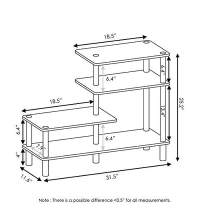 Furinno Turn-N-Tube 3-Tier Side Display Rack, French Oak Grey/Black - color: French Oak Grey/Black, style: 4-Tiers, Side Ladder