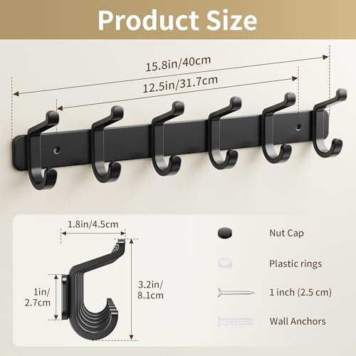 Coat Rack Wall Mount Heavy Duty, Wall Coat Hanger with Hooks, Black 2 Pack - color: Black, size: 2 Pack