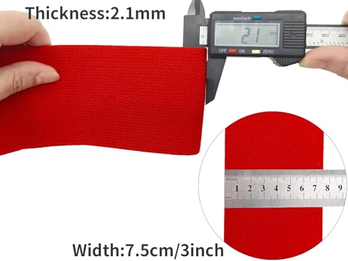 Red Blue Wide Knit Elastic Band 3" x 5yd for Sewing - color: Red #34