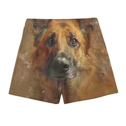 Ctreela Men's Funny Dog 3D Graphic Yellow Loose Fit Summer Beach Shorts - color: Coffee, size: Medium