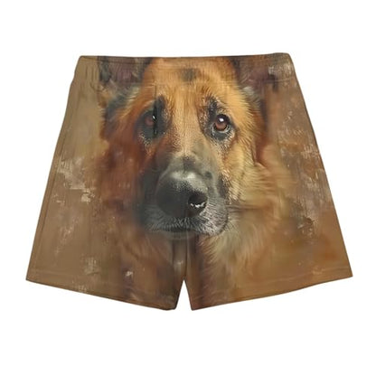 Ctreela Men's Funny Dog 3D Graphic Yellow Loose Fit Summer Beach Shorts - color: Coffee, size: Medium