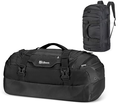 Ubon Convertible Duffel Backpack Weekender Gym Bag with Shoe Compartment - color: Black, size: 45L
