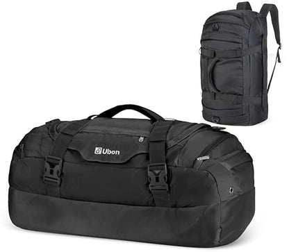 Ubon Convertible Duffel Backpack Weekender Gym Bag with Shoe Compartment - color: Black, size: 80L