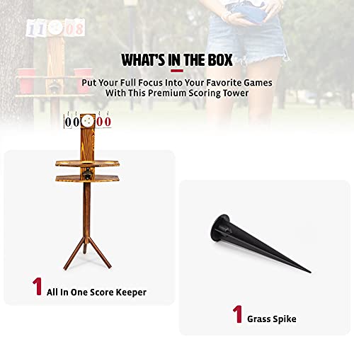Wild Sports Outdoor Scoreboard Keeper with Drink Holders and LED Lights - Perfect Accessory for Backyard Cornhole and Yard Games Medium