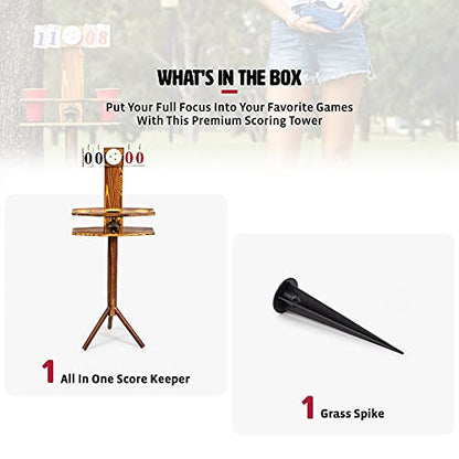 Wild Sports Outdoor Scoreboard Keeper with Drink Holders and LED Lights - Perfect Accessory for Backyard Cornhole and Yard Games Medium
