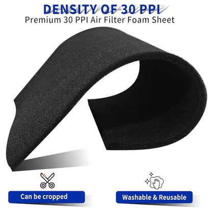 30 PPI Air Filter Foam Sheet 24.5"x12"x3/8" for Air Purifiers Aquarium AC Units HVAC Systems Motorcycle Filters & DIY Projects Washable Universal Replacement Sponge 2PCS