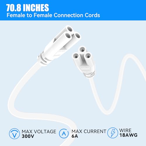 (4-Pack 6FT T5 T8 LED Shop Light Connecting Wire, Dual-Ended Linkable Cable Cords for LED Tube Light Fixture, Ceiling Lamp