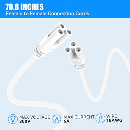 (4-Pack 6FT T5 T8 LED Shop Light Connecting Wire, Dual-Ended Linkable Cable Cords for LED Tube Light Fixture, Ceiling Lamp