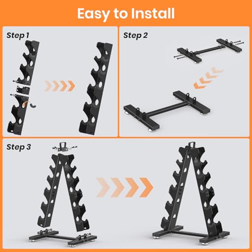 TomCare 6-Tier|5-Tier|4-Tier|2-Tier Dumbbell Rack Stand Only for Home Gym - color: Black, size: 5 Tier