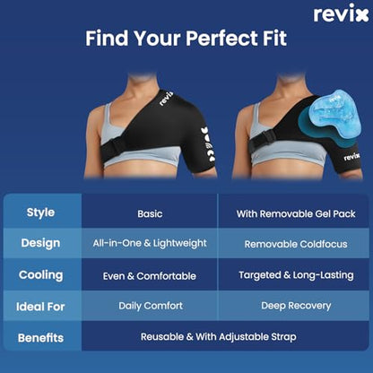 REVIX Shoulder Ice Pack Wrap for Rotator Cuff, with Removable Gel Pack - size: Standard, style: With Removable Gel Pack