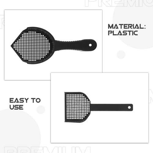 Totority 2pcs Cat Litter Scooper Set with Small and Large Holes Lightweight Plastic Sifting Scoop for Fine Litter and Reptile Sand Multi-Functional Cleaning Tool and Reptile Habitats