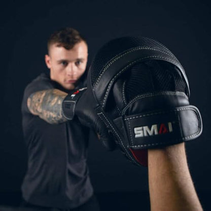 SMAI Elite85 Focus Boxing Mitts - Curved Gloves for MMA Punching Training and Sparring