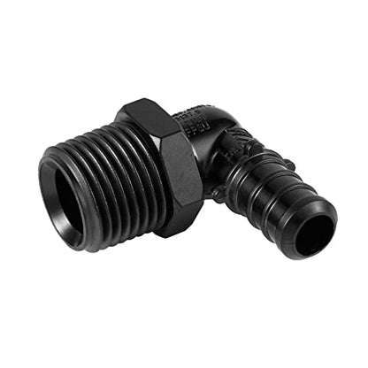 10-Pack EFIELD Poly PPSU Barb Crimp Pex1/2" Pex X 1/2" NPT Male Elbow Adapter Fitting, ASTM F2159,(PPSU1807036) - size: 1/2" P10, style: Male Elbow
