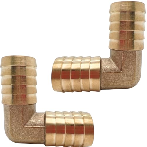 2PCS Brass 7/8" x 7/8" Hose Barb Fitting Barbed 90 Degree Elbow Connector L Right Angle Barbed Fitting by CX WONDERLAND - size: 7/8" Hose Barb