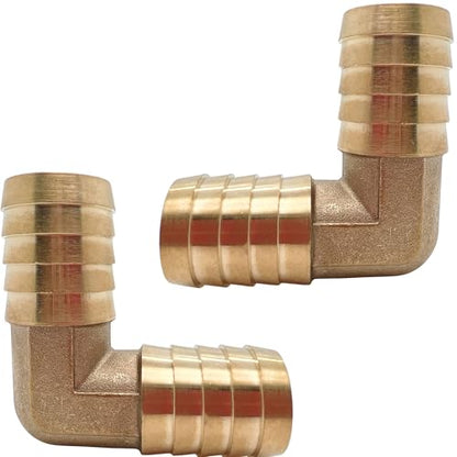 2PCS Brass 7/8" x 7/8" Hose Barb Fitting Barbed 90 Degree Elbow Connector L Right Angle Barbed Fitting by CX WONDERLAND - size: 7/8" Hose Barb