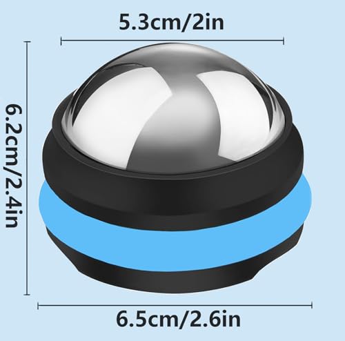 Cold Massage Roller Ball, Stainless Steel Massage Ball for Cold & Heat Therapy Relief, Roller for Muscles Deep Tissue, Free Rolling Removable Gel Ball for Pain Relief - color: Black