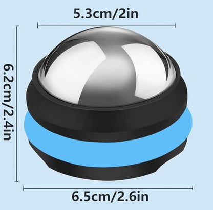 Cold Massage Roller Ball, Stainless Steel Massage Ball for Cold & Heat Therapy Relief, Roller for Muscles Deep Tissue, Free Rolling Removable Gel Ball for Pain Relief - color: Black