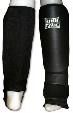 Grappling Shin Instep - Stretchable Coverd Back for MMA, Muay Thai, Kickboxing - size: Large