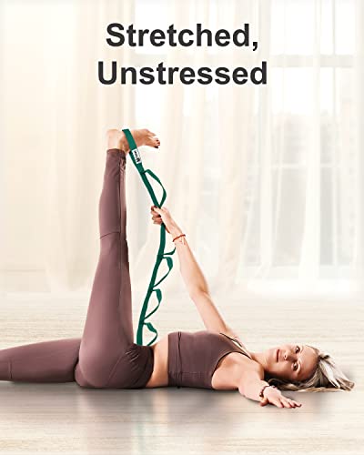 Tumaz Stretching Strap, 10-Loop Non-Elastic Yoga Strap - color: Green Lite