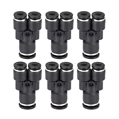 uxcell Plastic Connect Y Splitter Push To Tube Fittings 6mm X 4mm OD Push Lock 6pcs