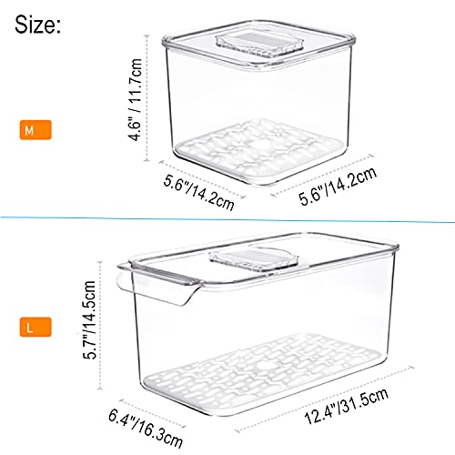 Fridge Produce Saver Food Storage Bin Containers, Stackable Refrigerator Freezer Organizer Fresh Keeper Container with Vented Lids, 3 Pack