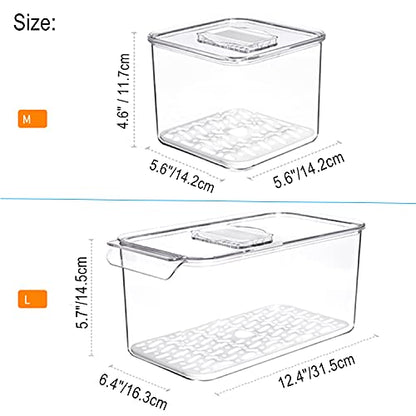 Fridge Produce Saver Food Storage Bin Containers, Stackable Refrigerator Freezer Organizer Fresh Keeper Container with Vented Lids, 3 Pack