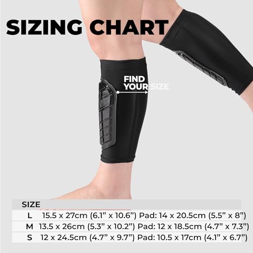 Tough Outdoors Padded Shin Guard Sleeves - Thick Long-Lasting EVA Foam Padding - Comfortable and Breathable Protection - Adults Youth & Kids for Soccer and Other Contact Sports - size: Large