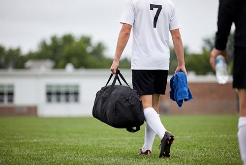 Personalized Soccer Duffel Bag with Shoe Compartment – Custom Name Sports Bag for Boys & Girls – Soccer Practice & Travel Gear Bag - color: Black, style: Soccer