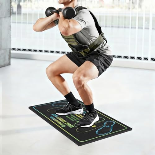 Squat Mat with Foot Position, Non-Slip Workout Mat for Safe Squat - color: Black
