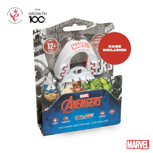 Marvel Logo Sports Mouth Guard, Adult Dual Layer Mouthguard with Case - color: Marvel Logo, size: Adult (12+ Years)