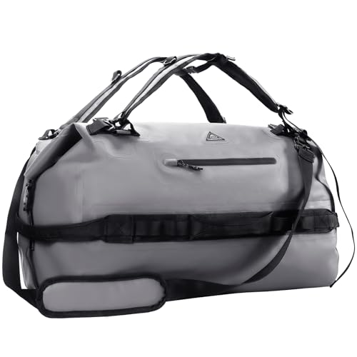 Haimont IPX7 Waterproof Roll-Top Dry Duffel Backpack Bag - color: Light Gray, size: 60L