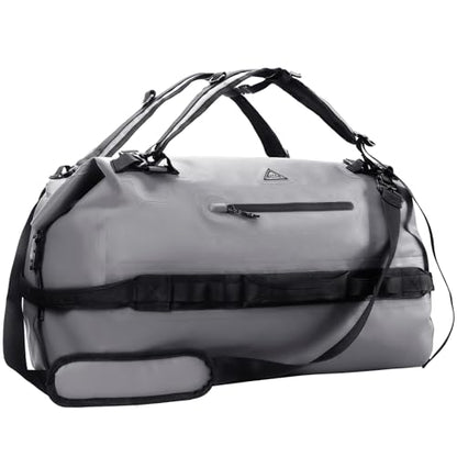 Haimont IPX7 Waterproof Roll-Top Dry Duffel Backpack Bag - color: Light Gray, size: 60L