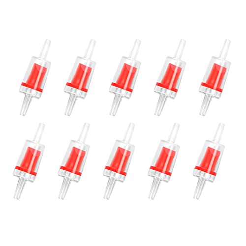 AQUANEAT Aquarium Check Valve, One Way Non Return Valve for Air Pump,Fit for 3/16 Inch Airline Tubing, Fish Tank Accessories, 10pcs (Red) - color: Red