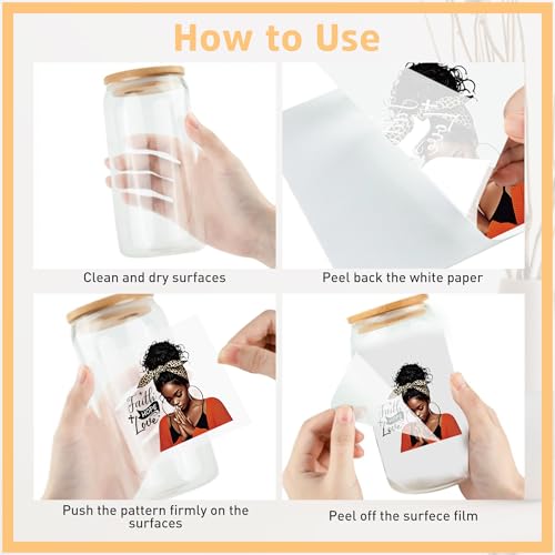 Black Girl UV DTF Cup Wraps - 20 Sheet Pray UV DTF Transfer Decals, Black Girl UVDTF Cup Wraps for Glass, Inspirational Waterproof Transfer Sticker, DIY Crafts for Women - color: Girl531