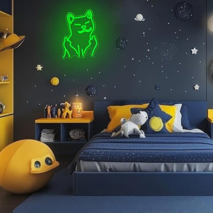 Cat Neon Sign for Wall Decor, USB Powered Cool Cat Neon Light, Funny Green Cat LED Light Up Sign for Birthday New Year Man Cave Teen Party Game Room Decoration - style: Green Cat