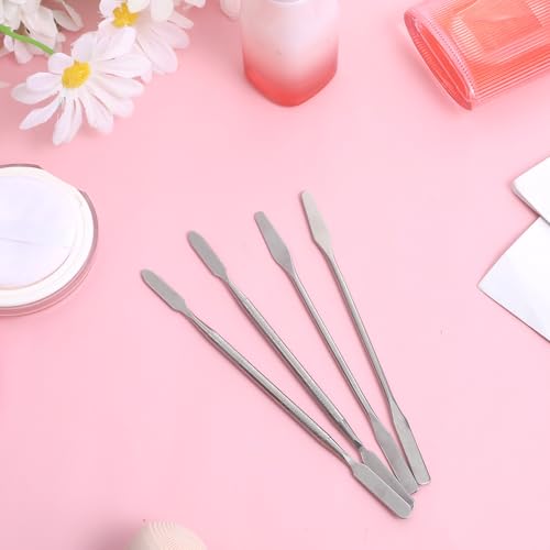 5 PCS Metal Makeup Spatula Stainless Steel Foundation Spatula Cosmetic Mixer Depotting Makeup Palette Tool Multi-functional Long Make up Spatulas Tool for Women