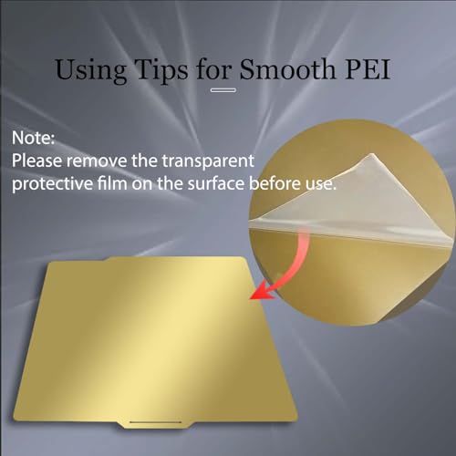 JUUPINE 257x257mm Double Sided Flexible PEI Sheet, Smooth PEI +Textured PEI Surface for Bambu Lab X2D/P2S/P1P/P1S /X1/X1C/X1E/A1 3D Printer, 3D Printer PEI Spring Steel Build Plate Removable Platform - color: Smooth gold PEI+Textured PEI
