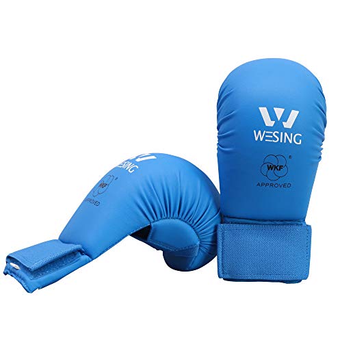 Wesing WKF Sparing Karate Gloves Without Thumb Protection Blue Red - color: Blue, size: X-Large