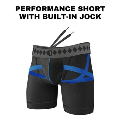 Diamond MMA Compression Performance Short with Built-in Jock Strap and Athletic Cup System - size: Large