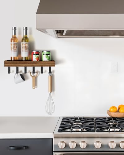 Key Holder Wall Mount Magnetic Adhesive, Key Hooks Rack with Shelf - color: Rustic, size: Medium