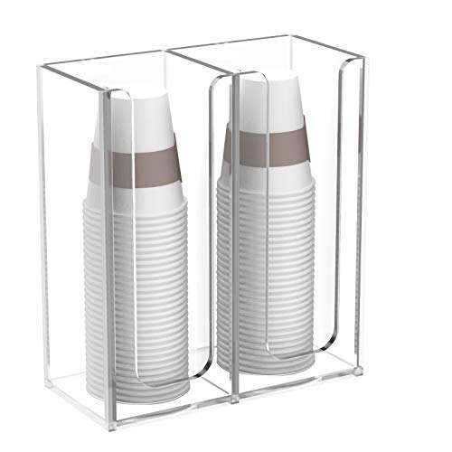 Acrylic Coffee Cup and Lid Storage Organizer Holder, 2 Compartments, Clear - color: Clear
