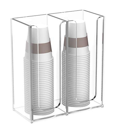 Acrylic Coffee Cup and Lid Storage Organizer Holder, 2 Compartments, Clear - color: Clear