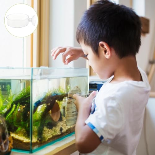2 Pack 60mm Aquarium Shrimp Feeder Dish with Suction Round Clear Fish Tank Food Tray Container Feeder Bowl Prevent Food Spilling