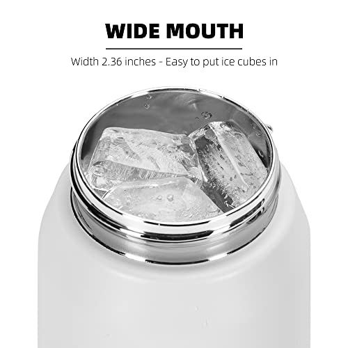 Fanhaw 24 oz Insulated Stainless Steel Water Bottle with Anti-Dust Chug Lid, Leakproof Vacuum Metal Everyday Use Bottle for Kids, Teens & Adults, Back to School Essentials (White) - color: White, style: 24 Ounces